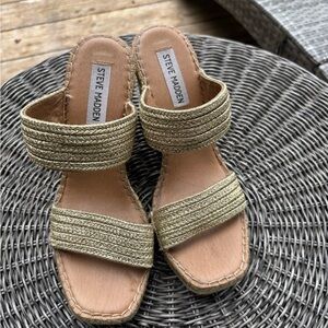 Steve Madden Gold Braided Double Band Slide Mules